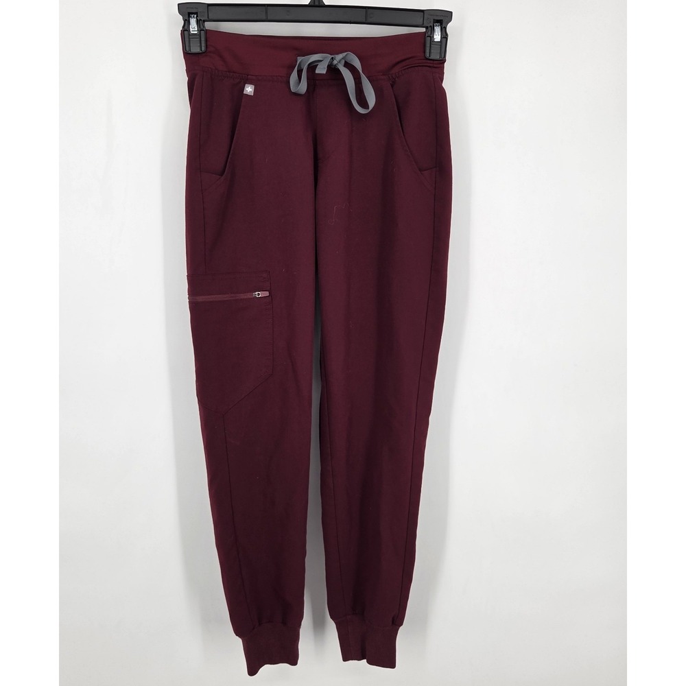 Figs Women's Zamora Jogger Scrub Pants Size XXS P Burgundy Petite Medical